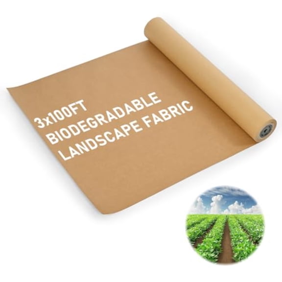 Biodegradable Paper Weed Barrier - Garden Weed Barrier Fabric 3ft x 100ft Kraft Paper for Natural Weed Control in Gardens Lawns and Flower Beds