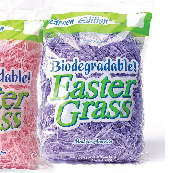 Biodegradable Pastel Color Spring Easter Grass Plastic Gift Basket Fill, 1.5 oz, Lavender