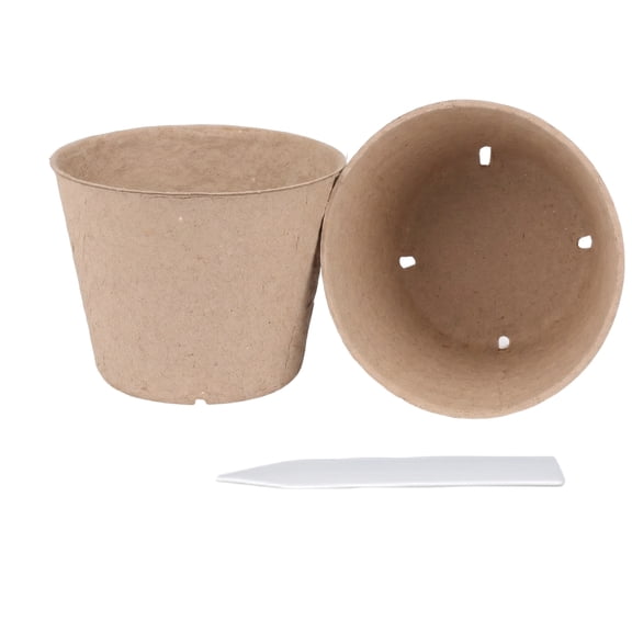 Biodegradable Peat Pots, 3.9 inch Round 4 Drainage Holes Paper Pulp Nursery Cups, 80 Pack with 80 Plant Labels for Seed Germination Seedling Cultivation Home Garden Transplanting Use
