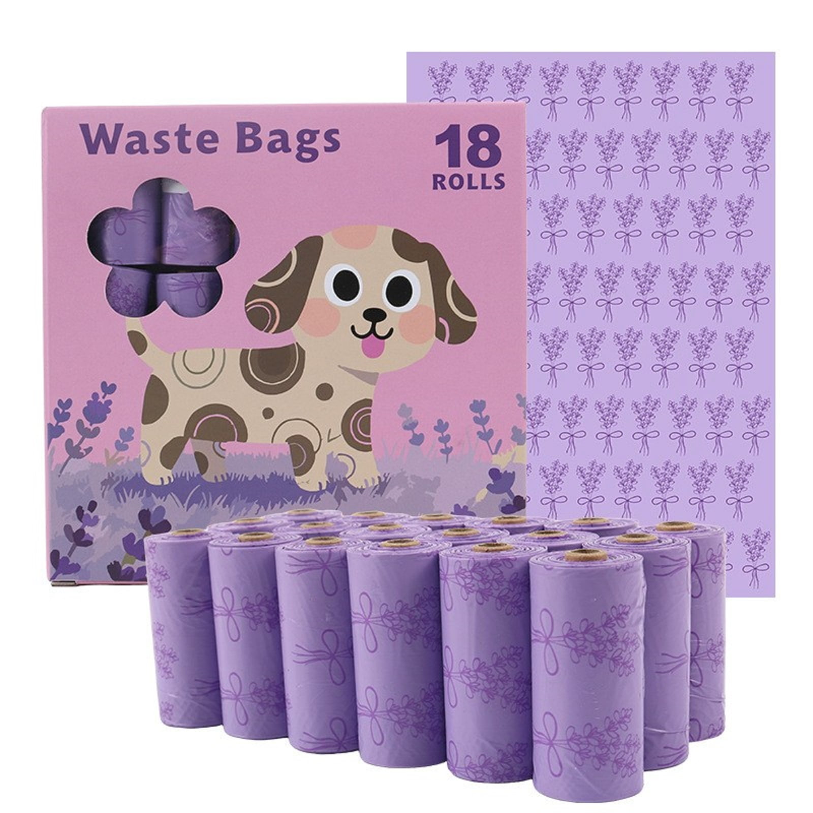Biodegradable Pet Waste Bags, 18 Rolls (270 Count), Purple Flat Top, Boxed, 1.3-mil Thickness - Eco-Friendly, Durable, Easy-to-Use Flat Top Design, Organized Boxed Storage - For Dogs, Puppies, Outdoo