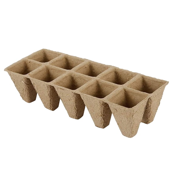 Biodegradable Seed Starter Trays, Eco-Friendly 10-Cell Planting Pots for Seedlings, Herbs, and Vegetables