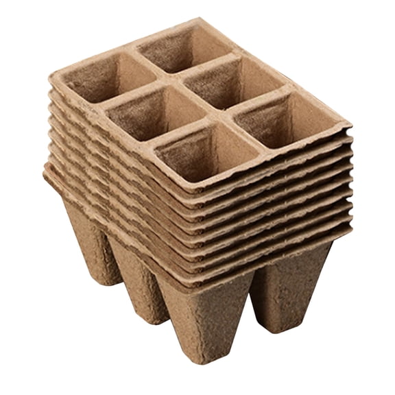 Biodegradable Seed Starter Trays for Seedling Germination and Transplanting Eco-Friendly Peat Pots Pack of 6 Cells per Tray for Home Gardening Vegetables and Flowers