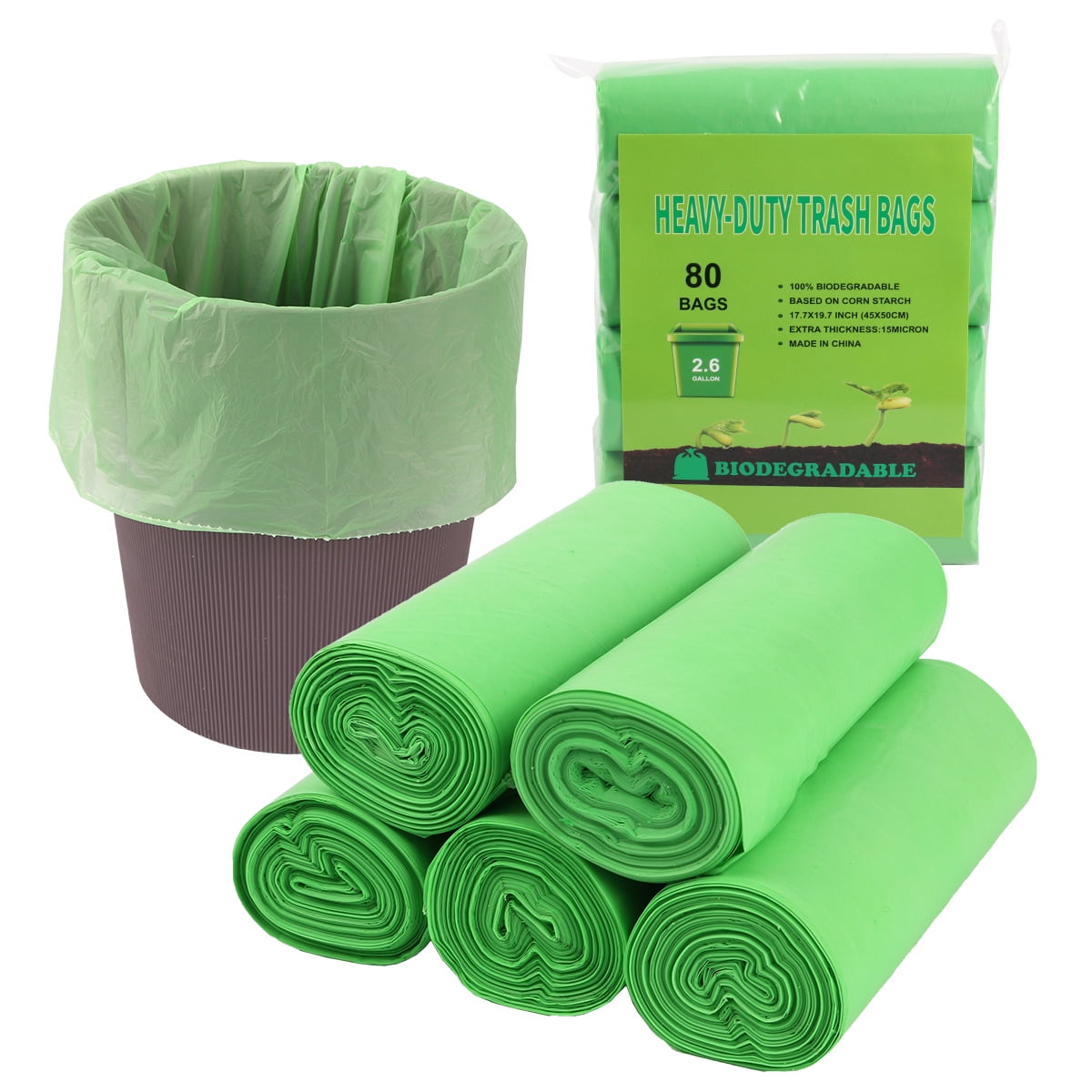 iPstyle Biodegradable Small Trash Bags 2.64 Gallon for Kitchen