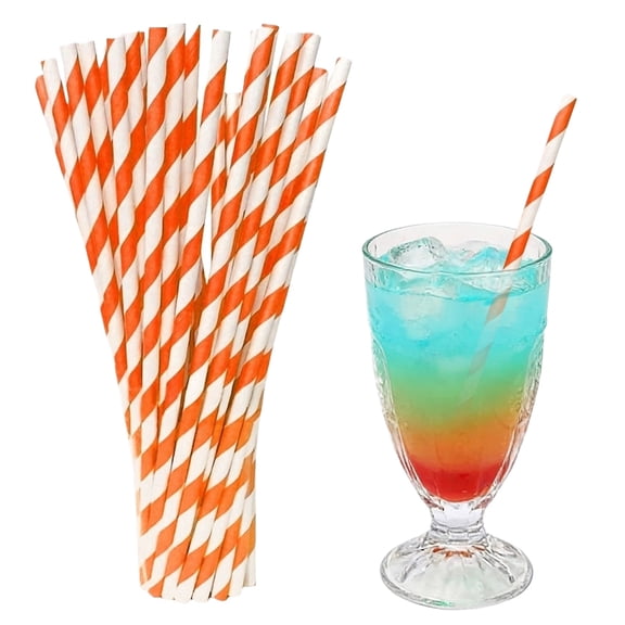 Biodegradable Straws, Disposable Straws, Birthday Party Supplies, Princess Birthday Party Decorations, 100 Count 8 Inch Colorful Striped Paper Straws for Cupcake Toppers, Cocktail
