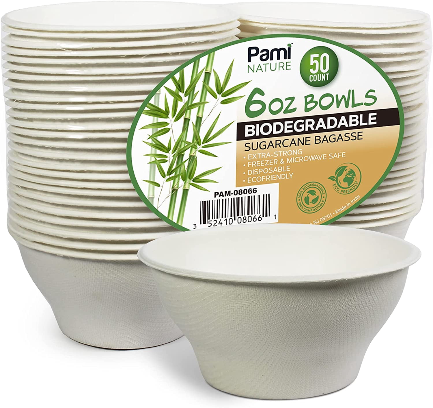 Biodegradable Sugarcane Bowls, Pack of 50 - 6oz Compostable ...