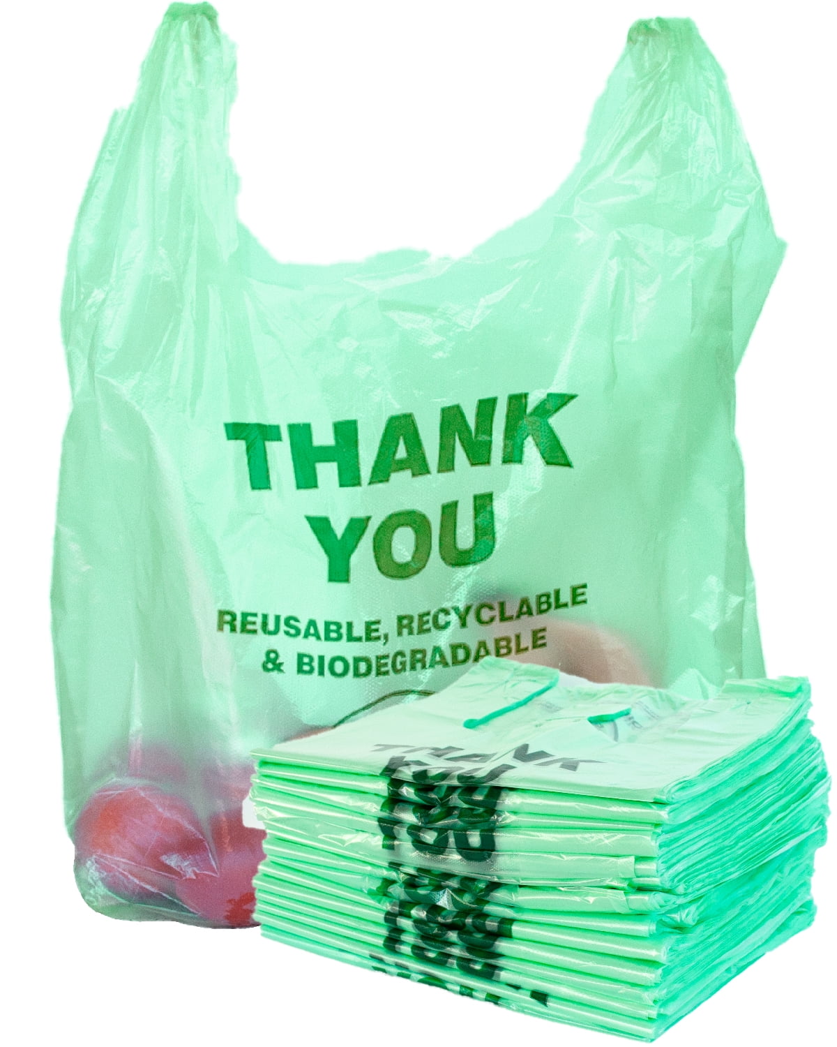 Biodegradable Thank You (100 Pack) CarryOut Bags 11.5×6.5×22 Retail