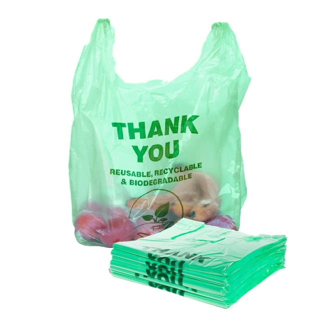 Biodegradable Thank You (100 Pack) CarryOut Bags 11.5×6.5×22 Retail