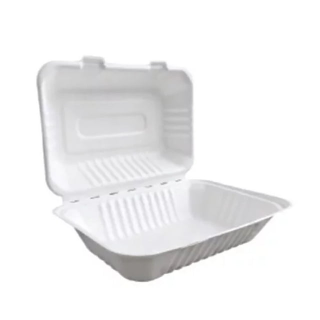 Biodegradable To Go Food Containers, Hinged Disposable Take Away Food