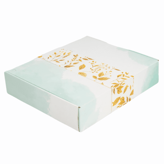 Biodegradable Urn for Human Ashes, Eco-Friendly Urn for Water or Earth Burial, Includes Water Soluble Ash Bag, Adult Size 3" H x 12" W x 14" L. (AQUA GOLD)