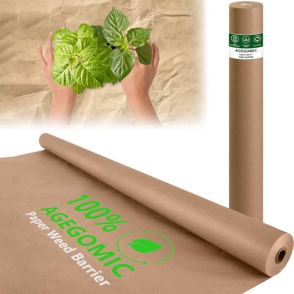 Biodegradable Weed Barrier 4 x 100 Ft Heavy Duty Garden Paper Biodegradable Landscape Fabric Paper Garden Mulch Rolls Weed Barrier for Weeds Paper Mulch Rolls Garden Paper for Outdoor Garden Lawn