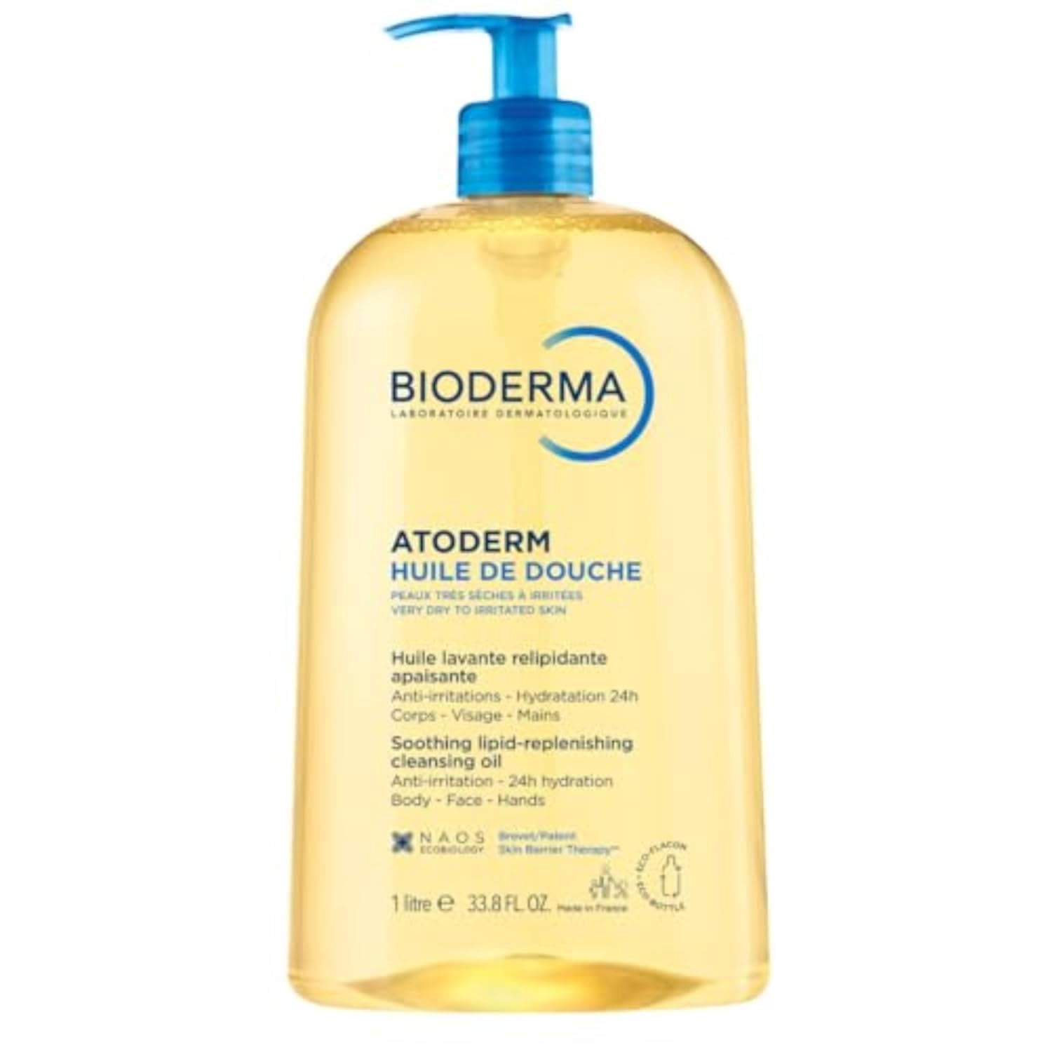 Bioderma - Atoderm - Shower Oil - Moisturizing and Nourishing Body and Face Wash - For Family with Very Dry Sensitive Skin - 33.4 fl.oz.