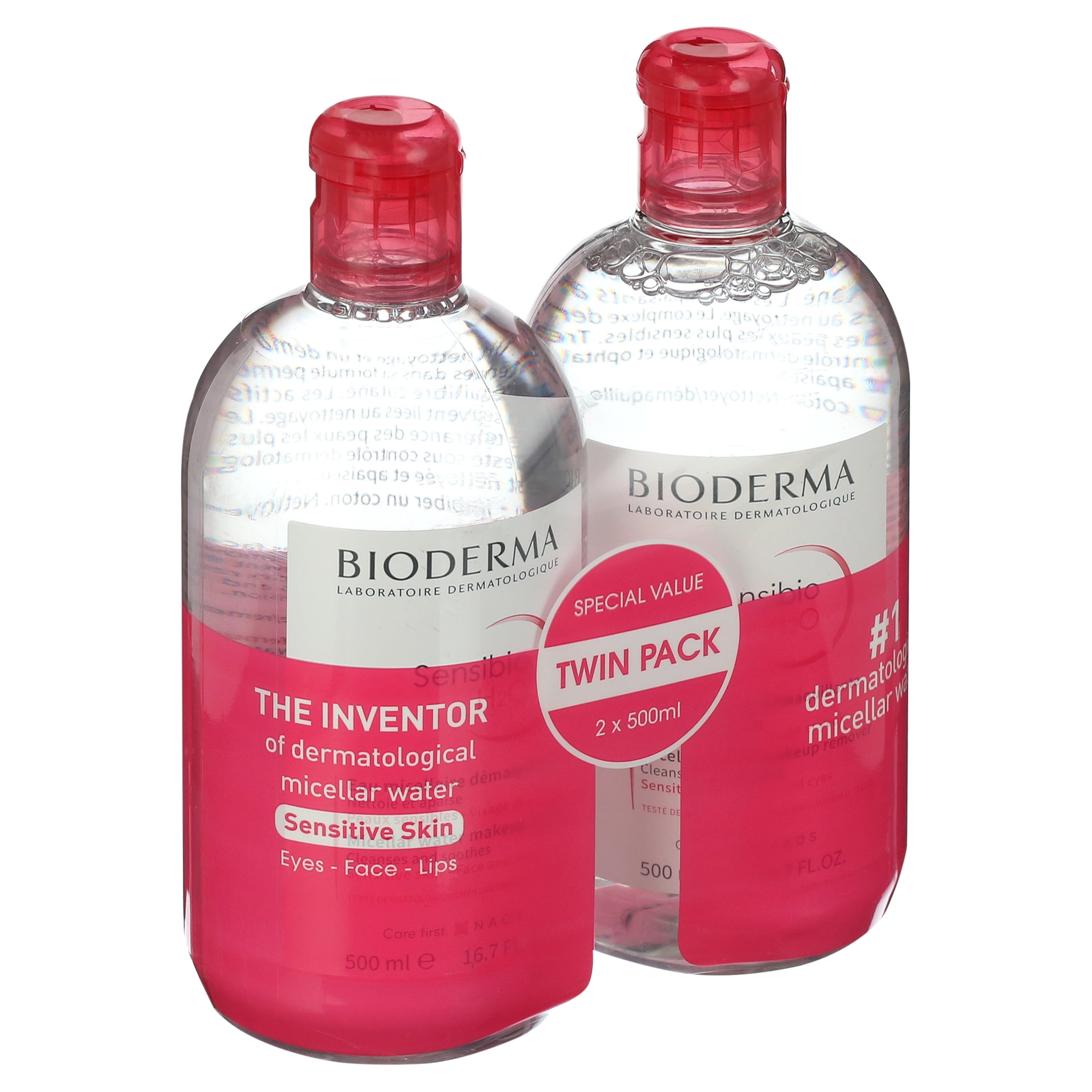 Bioderma - Sensibio H2O - Micellar Water - Cleansing and Make-Up Removing -  Refreshing Feeling - for Sensitive Skin 2x 500ml / 16.7 Fl Oz