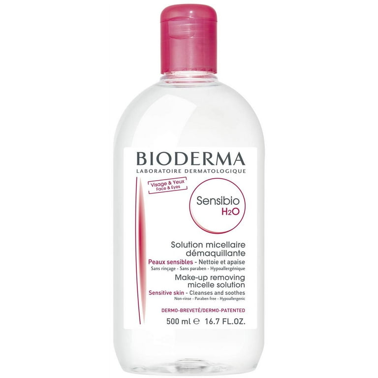 Bioderma - Sensibio, H2O Soothing Micellar Cleansing Water and Makeup  Removing Solution for Sensitive Skin - Face and Eyes - 16.7 fl.oz.