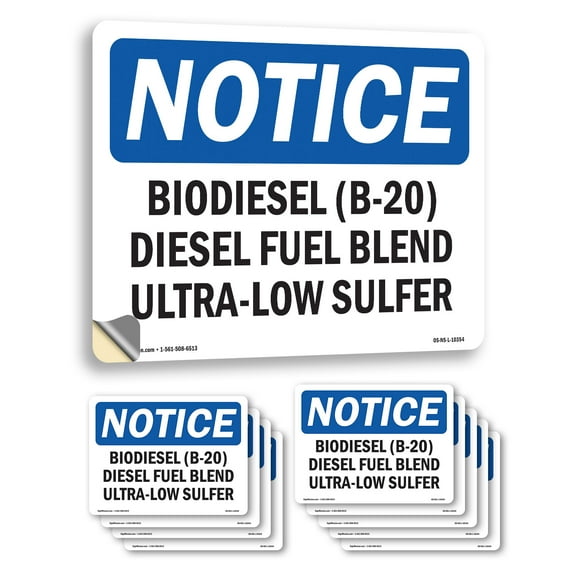 Biodiesel (B OSHA Notice Vinyl Decal Label 14 Inch x 10 Inch - 10 Pack