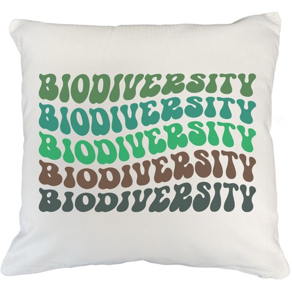 Biodiversity, Biology or Science Term, Groovy Retro Wavy Text Merch Gift, White Pillow Case 18X18 IN