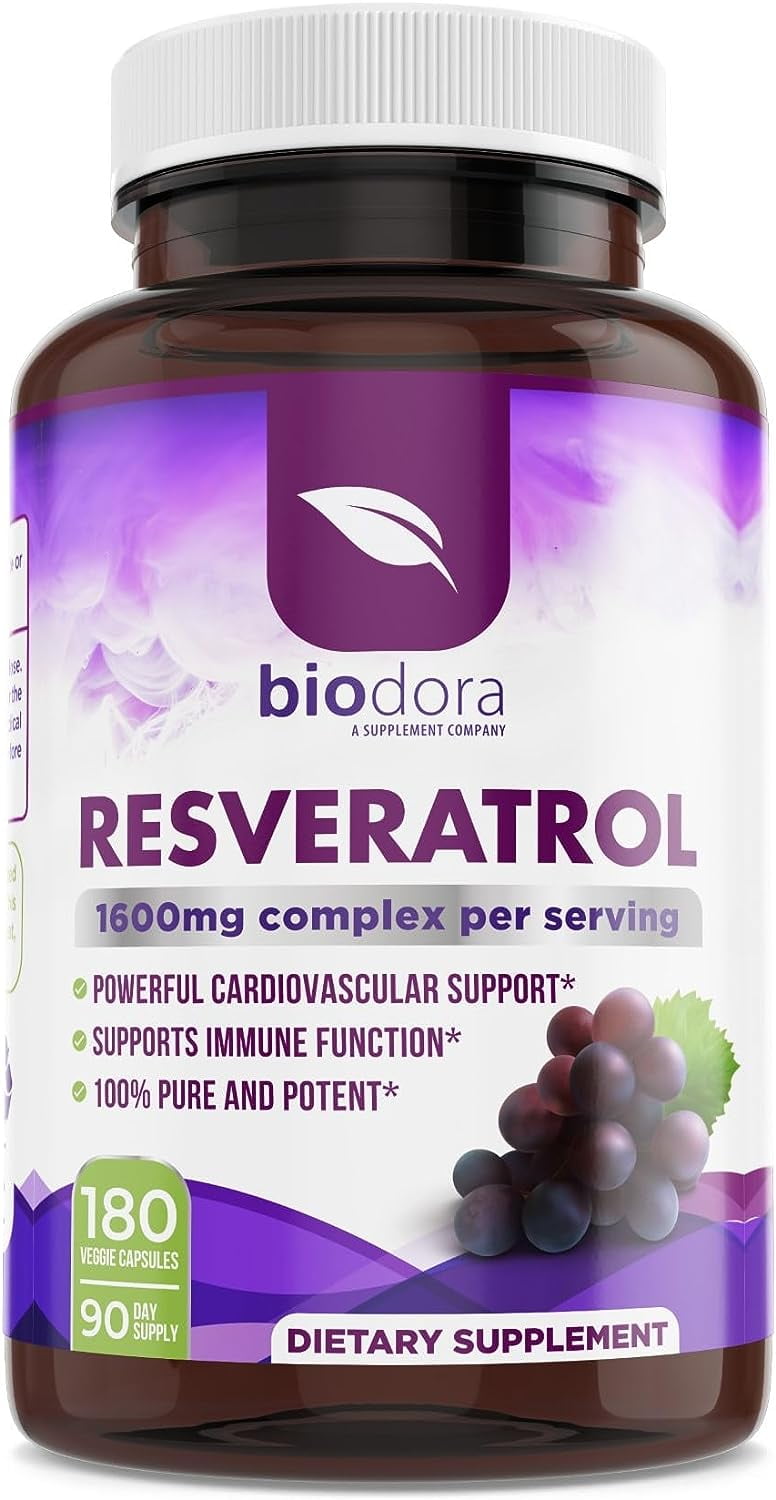 Biodora Resveratrol 1600mg, TransResveratrol Supplement, Green Tea