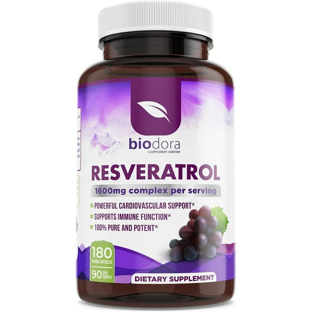 Biodora Resveratrol 1600mg, TransResveratrol Supplement, Green Tea