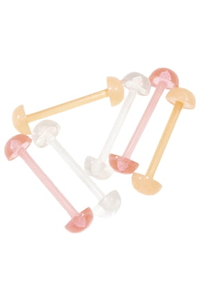 Bioflex Tongue Ring Half Ball Retainer Assorted Colors - 6 Pieces