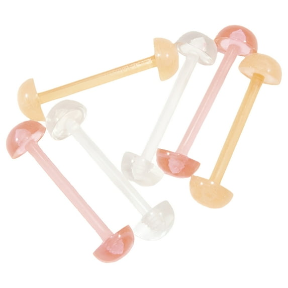 Bioflex Tongue Ring Half Ball Retainer Assorted Colors - 6 Pieces