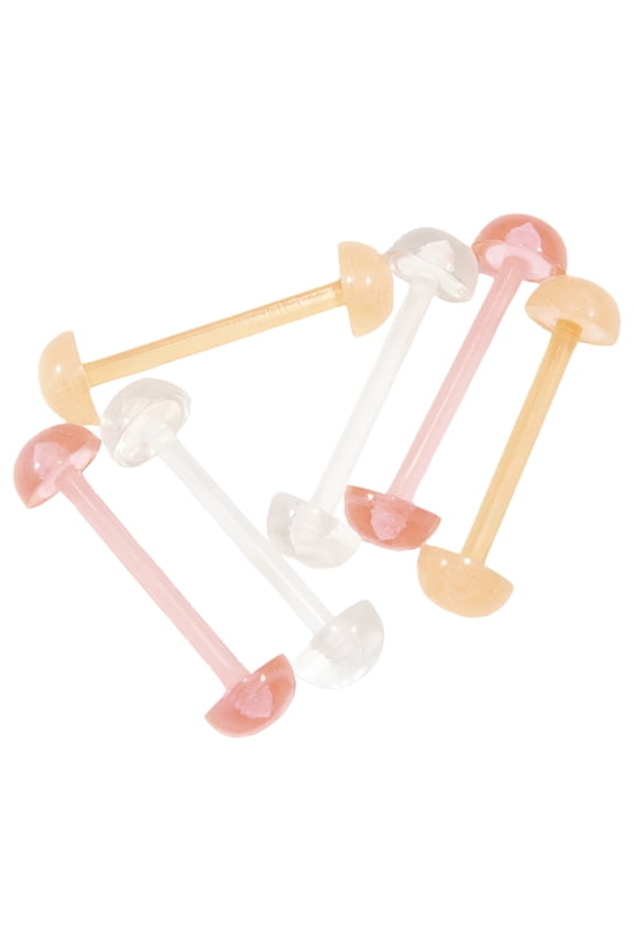 Bioflex Tongue Ring Half Ball Retainer Assorted Colors - 6 Pieces