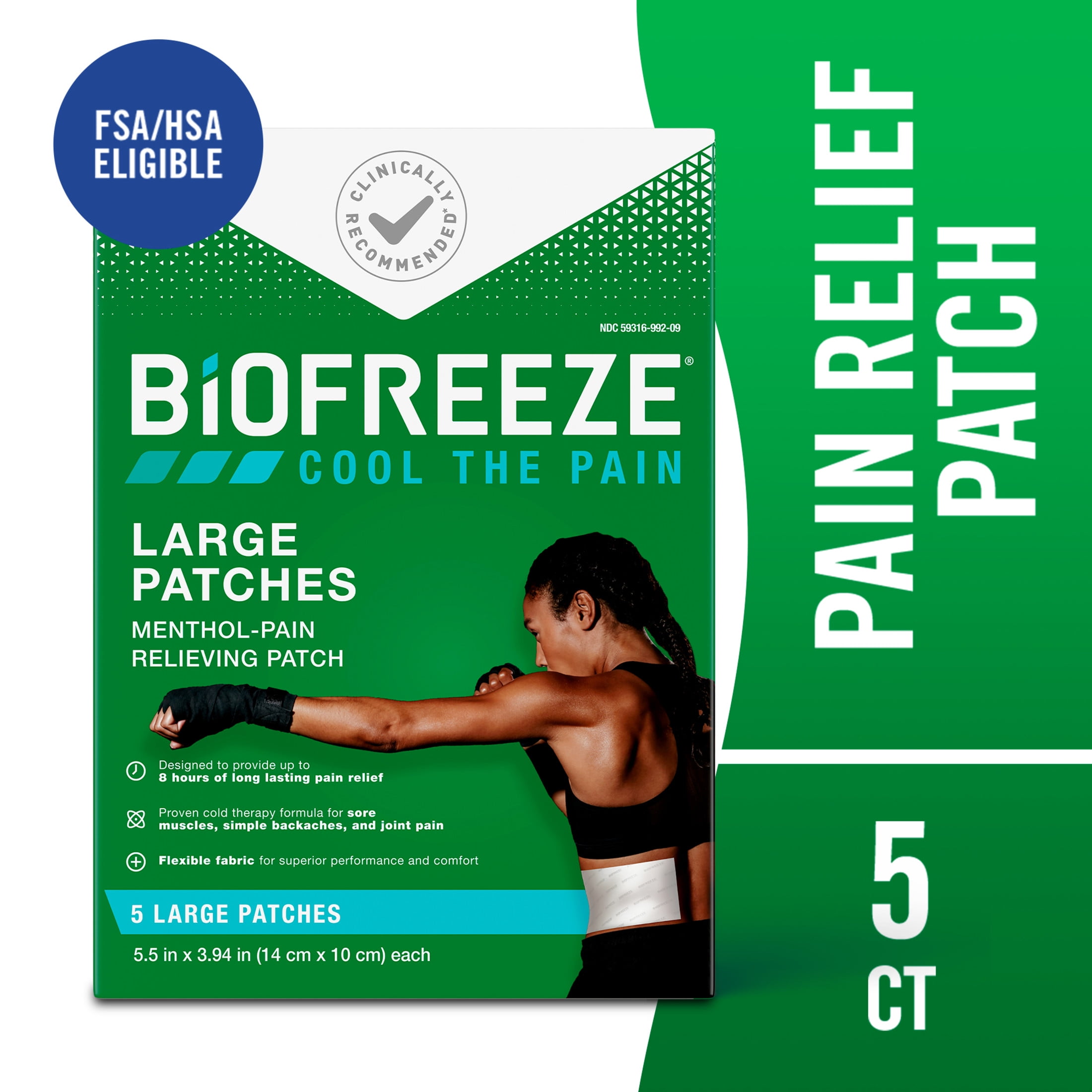 Biofreeze Arthritis Pain Relief Patches, For Joint, Muscle & Back Pain Relief, OTC & HSA Eligible, Menthol, 5 Count