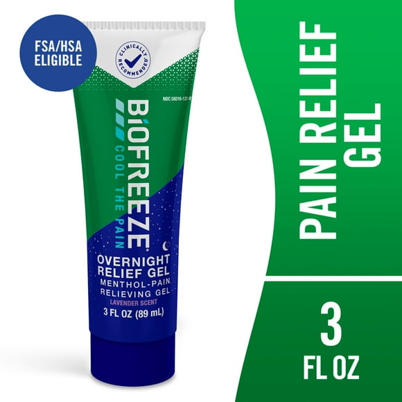Biofreeze Overnight Pain Relief Gel, Back Knee Muscle Joint Arthritis Pain Relievers, Menthol,3 oz