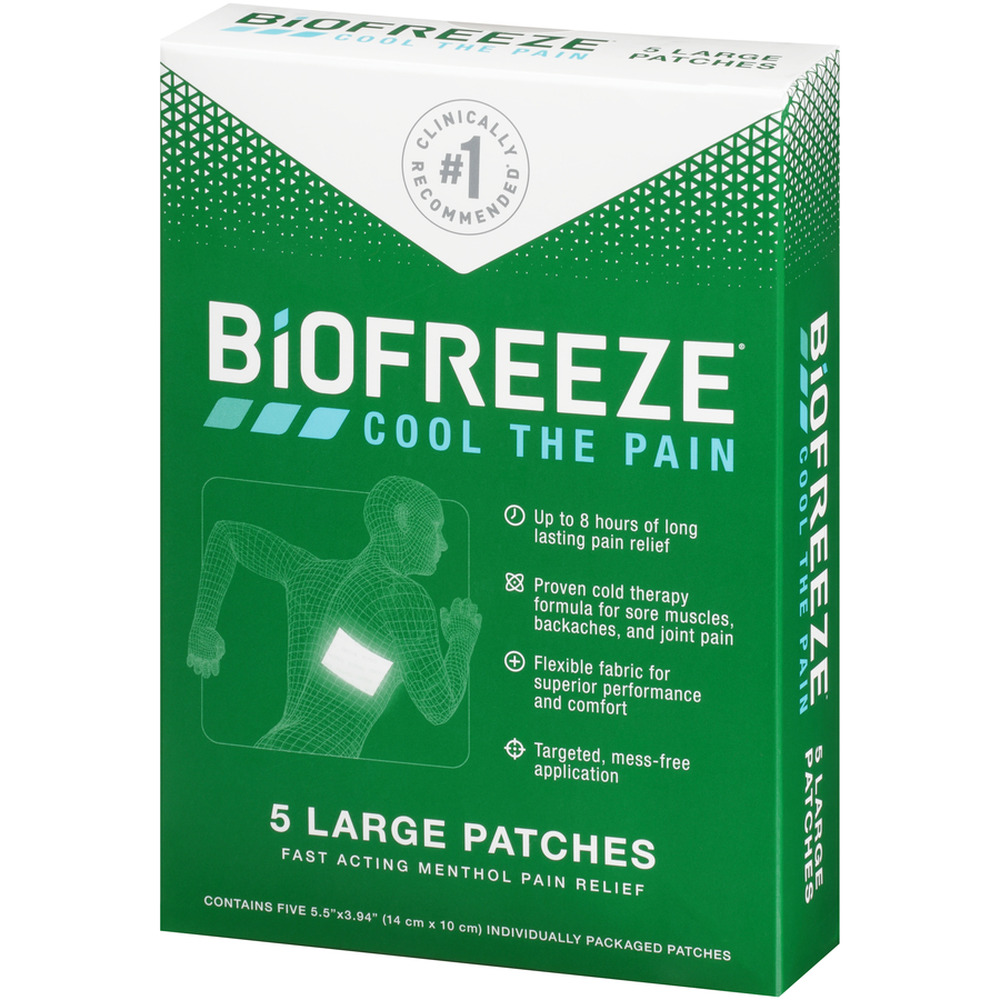 Biofreeze Menthol Pain Relief Gel Packets, Large, 5 Count (Pack of 12