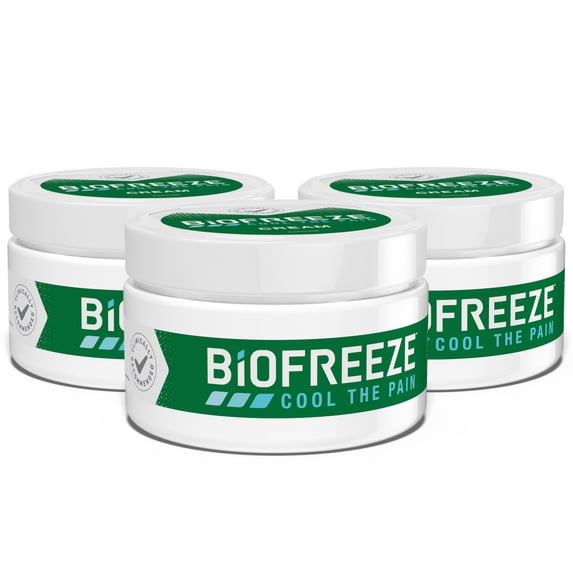 Biofreeze Menthol Pain Relieving Cream 3 OZ Jar (Pack Of 3) For Pain Relief Associated With Sore Muscles, Arthritis, Simple Backaches, And Joint Pain (Packaging May Vary)