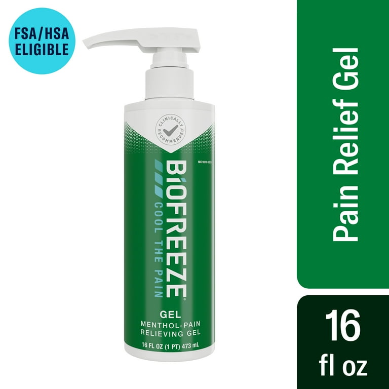 Biofreeze Menthol Pain Relieving Gel 16 FL OZ Bottle With Pump For Pain Relief From Sore Muscles Arthritis Simple Backaches And Joint Pain
