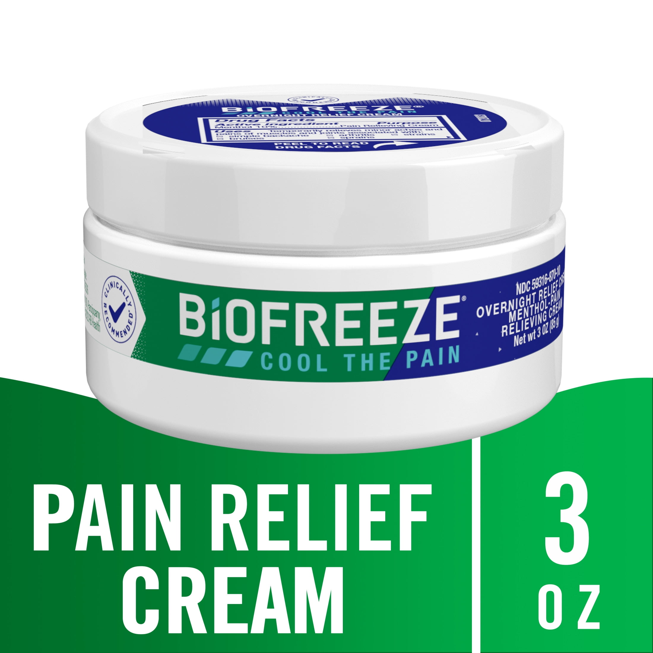 Biofreeze Cream, Menthol Overnight Muscle Pain Relief Cream for Lower Back Pain Relief, Shoulder