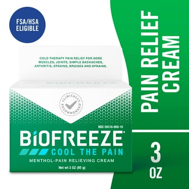 Biofreeze Pain Relief Cream, Back Knee Muscle Joint and Arthritis Pain Relievers, Menthol, 3 oz