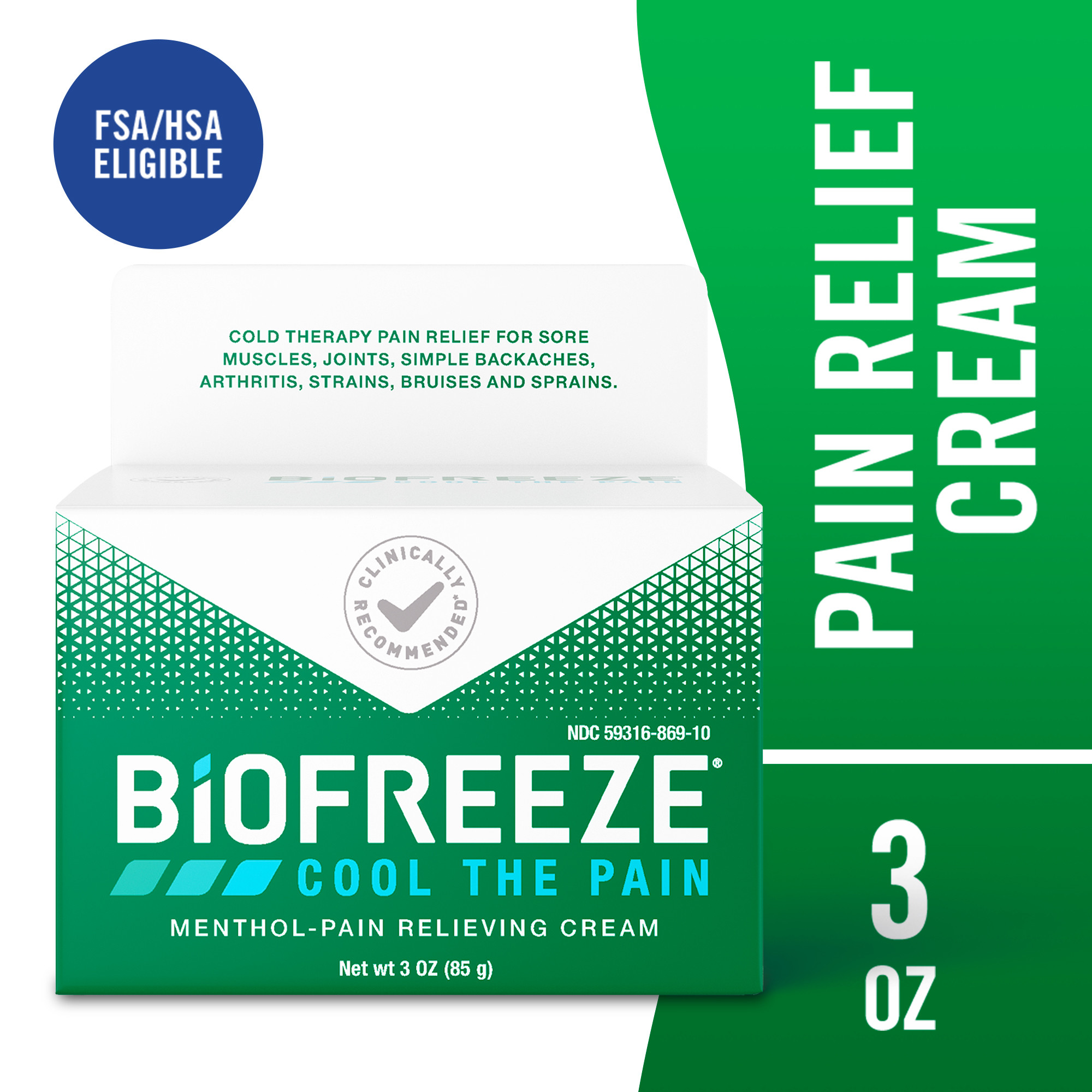 Biofreeze Pain Relief Cream, for Back Knee Muscle Joint and Arthritis Pain, 3 oz Menthol - image 1 of 11