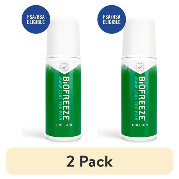 (2 pack) Biofreeze Pain Relief Roll-On, for Back Knee Muscle Joint and Arthritis Pain, 2.5 fl oz Menthol