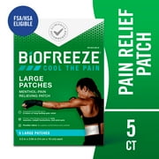 Biofreeze Pain Relief Patches, for Back Knee Muscle Joint and Arthritis Pain, 5ct Menthol