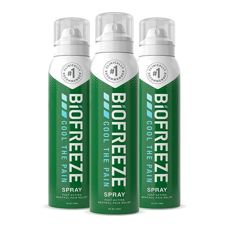 Biofreeze Pain Relief Spray, 4 oz. Aerosol Spray, Pack of 3, Colorless (Packaging May Vary)