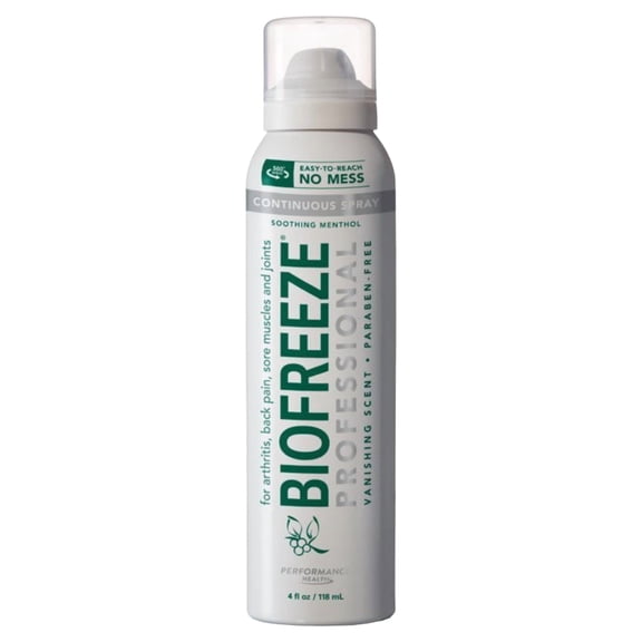 Biofreeze Pain Relieving Spray 4 oz. 360 Spray, Colorless Formula, 10.5% Menthol 1 Each - (Pack of 4)