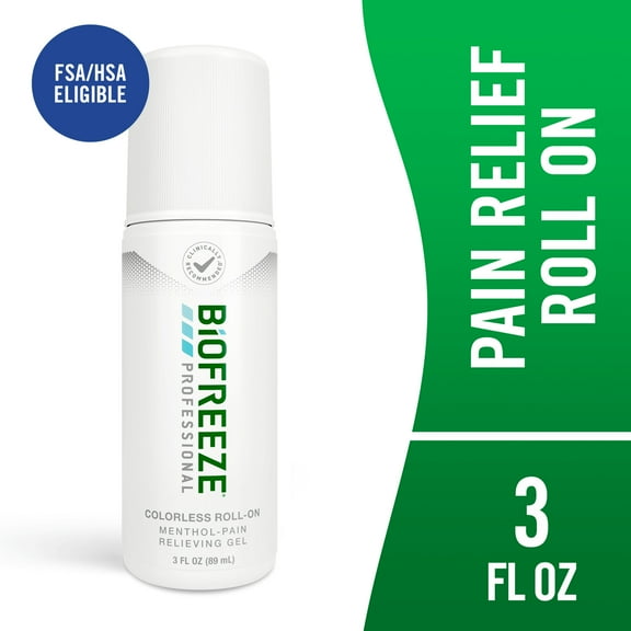 Biofreeze Professional Menthol Back Knee Muscle Joint Arthritis Pain Relief Roll On, Colorless, 2.5 oz
