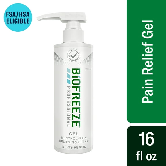 Biofreeze Professional Menthol Pain Relieving Gel 16 FL OZ Bottle With Pump For Pain Relief Of Sore Muscles, Arthritis, Simple Backaches, And Joint Pain, Original Green Formula (Packaging May Vary)