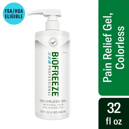 Biofreeze Professional Menthol Pain Relieving Gel 32 FL OZ Bottle With Pump For Pain Relief Of Sore Muscles, Arthritis, Backache, And Joint Pain, Colorless Formula (Packaging May Vary)