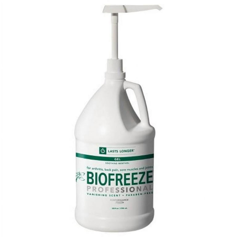 Biofreeze Professional Topical Pain Relief Gel - 5% Strength Menthol, Green  Gel, 1 Gallon Pump Bottle, 1 Count