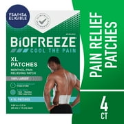 Biofreeze XL Pain Relief Patches, Menthol Pain Patches for Lower Back Neck Knee Shoulder, 4 Count