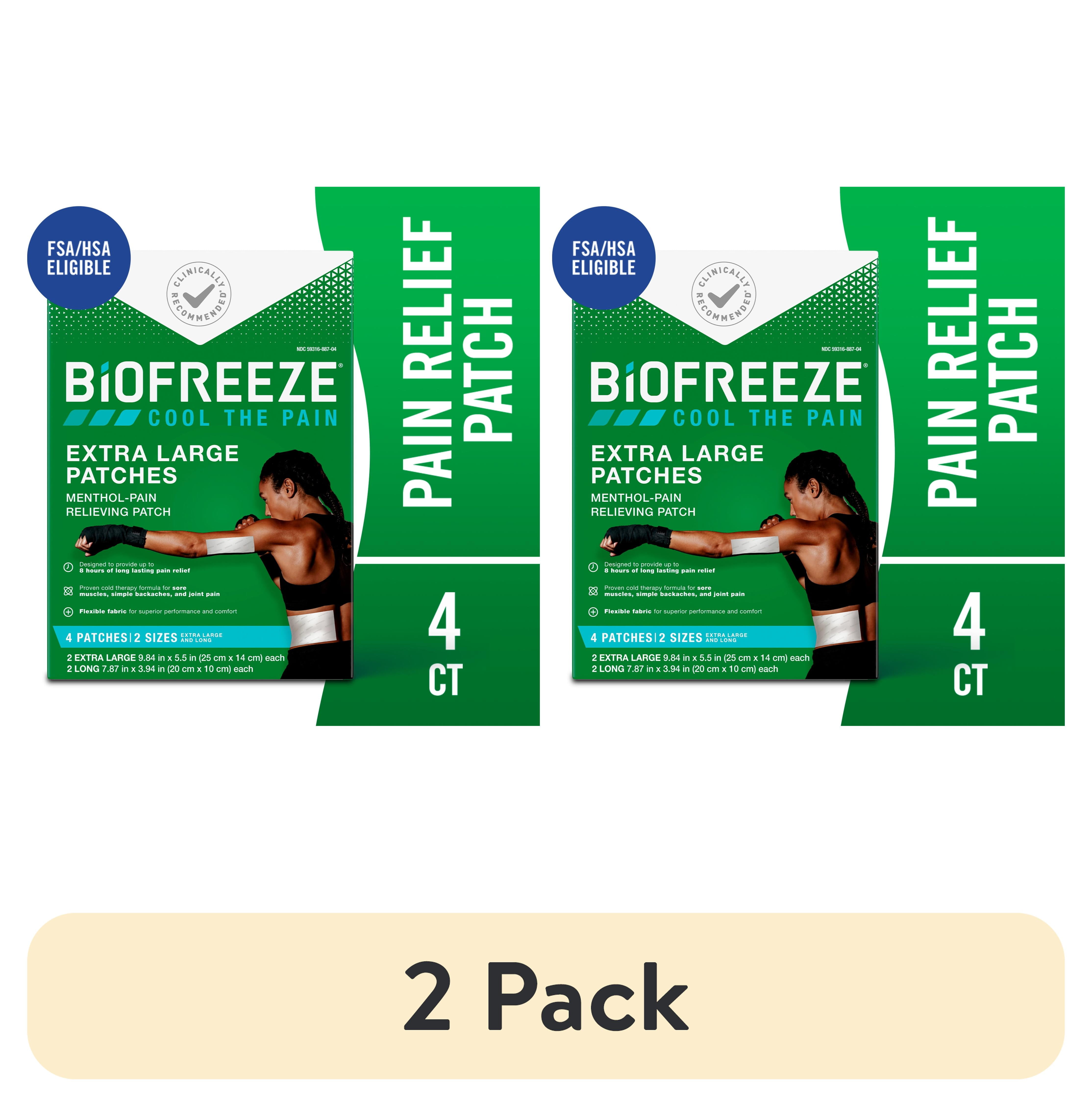 (2 pack) Biofreeze XL Back Pain Relief Patches, Back Knee Muscle Joint