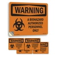 thumbnail image 1 of Biohazard Authorized Personnel Only OSHA WARNING Vinyl Decal Label 18 Inch x 12 Inch - 5 Pack, 1 of 6