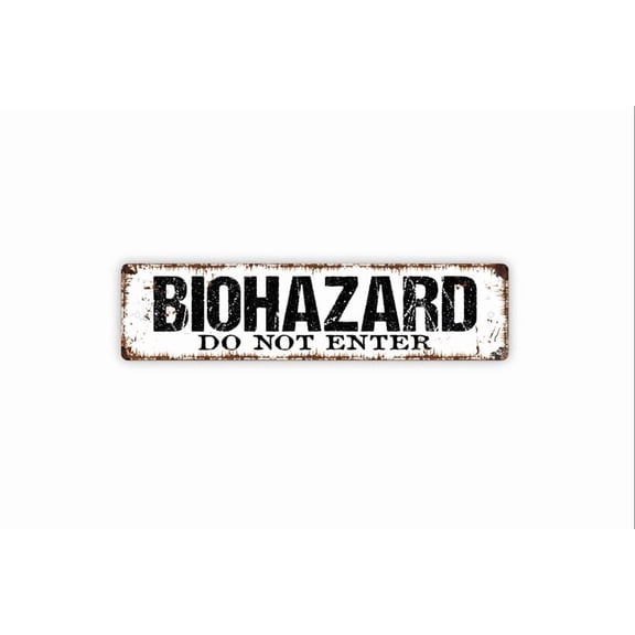 Biohazard Do Not Enter Sign Funny Rustic Custom Metal Aluminum Sign Rustic Street Sign or Door Name Plate Plaque - Size: 16 x 4 Inches