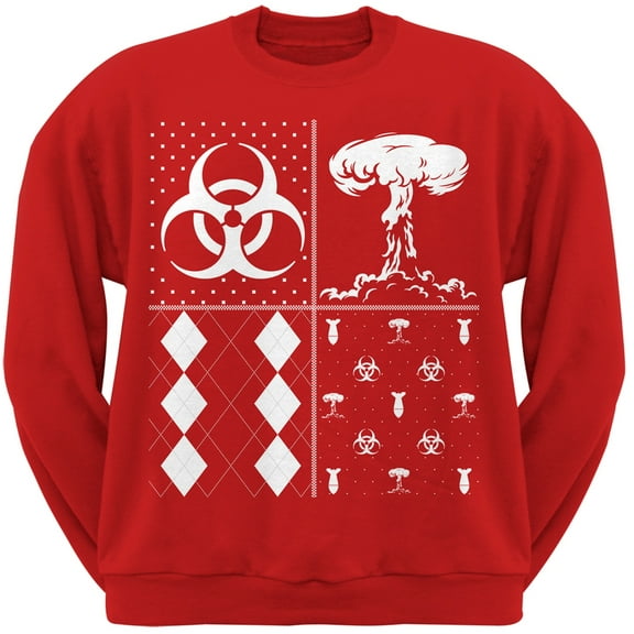 Biohazard Festive Blocks Ugly Christmas Sweater Red Adult Sweatshirt