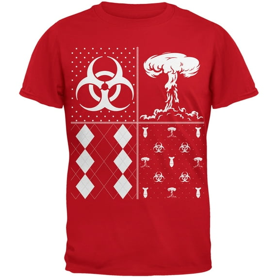 Biohazard Festive Blocks Ugly Sweater Red Youth T-Shirt