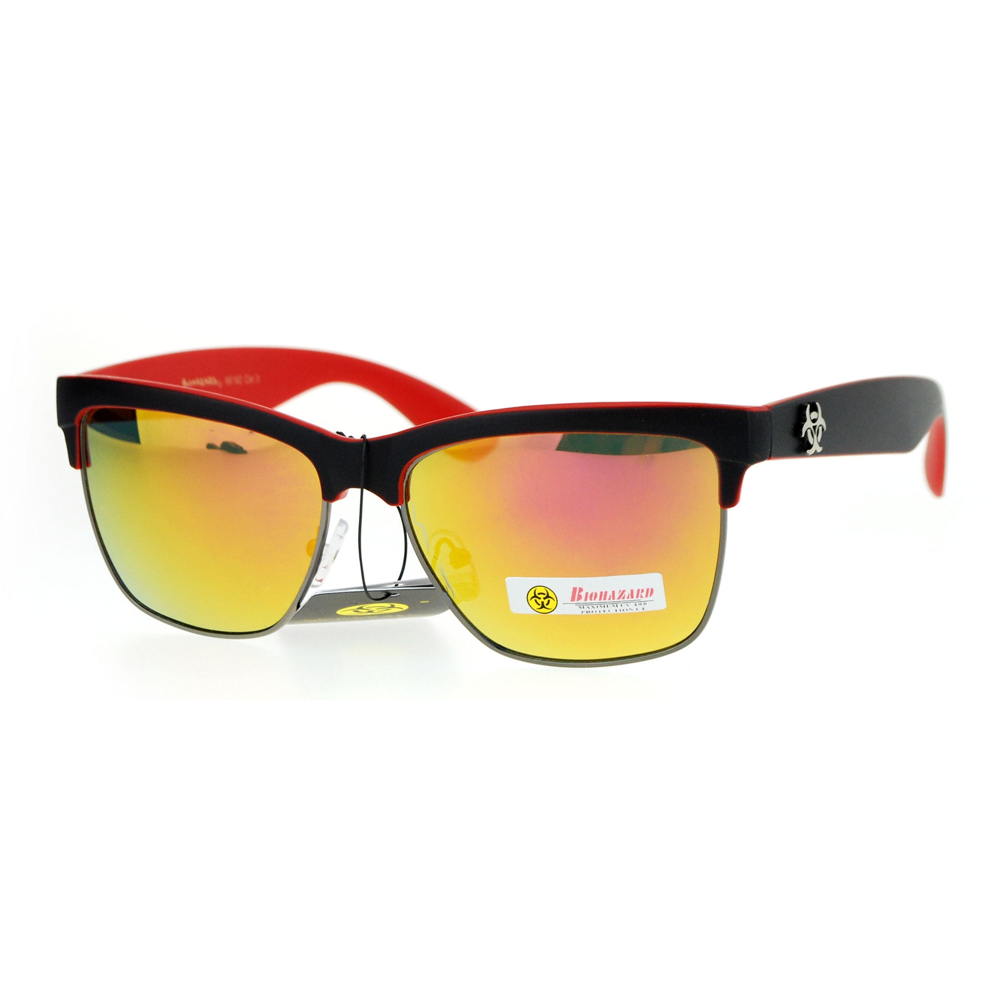 ハンニバルレクター フェイス Biohazard Half Rim Mirror Lens Mens Sport Sunglasses Pink