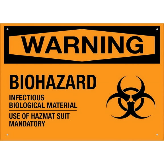 Biohazard Infectious Biological Material Sign, 8"x12" Rustproof Aluminum Metal Sign, Multicolor Biohazard Safety Signage