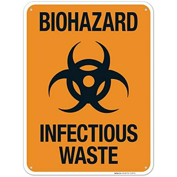 Biohazard Infectious Waste Sign, 18x24 Inches, 55 mil Thick HDPS (high Density polystyrene), Made in USA
