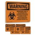 thumbnail image 1 of Biohazard Level II This Laboratory With Symbol OSHA WARNING Aluminum Sign 14 Inch x 10 Inch - 5 Pack, 1 of 8